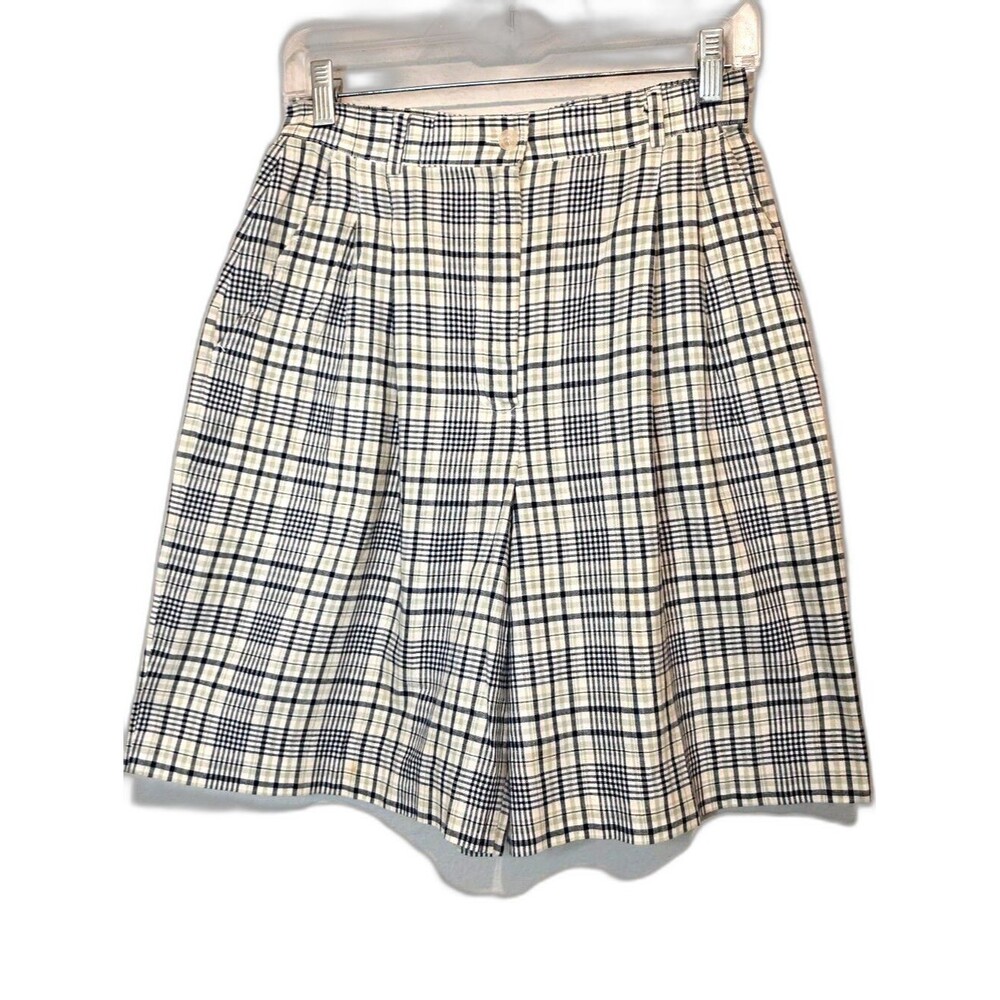 Vintage Talbots Plaid High Rise Shorts Pleated Preppy Old Money Cotton Size 10